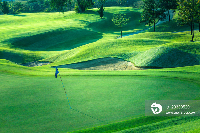 Golf course beautiful turf and putting green, Golf course in Thailand.