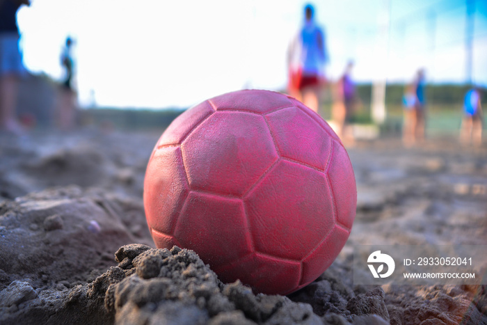 Beach handball ball close-up on a sunny day