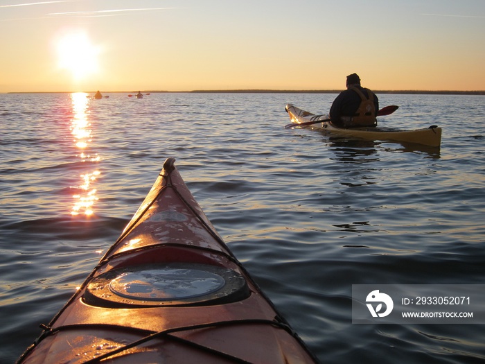 Kayaking at sunset