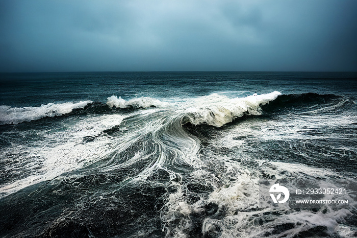 foamy waves rolling up in ocean