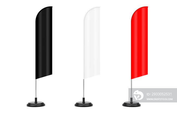 Blank Banner Feather Flag Stands. 3d Rendering