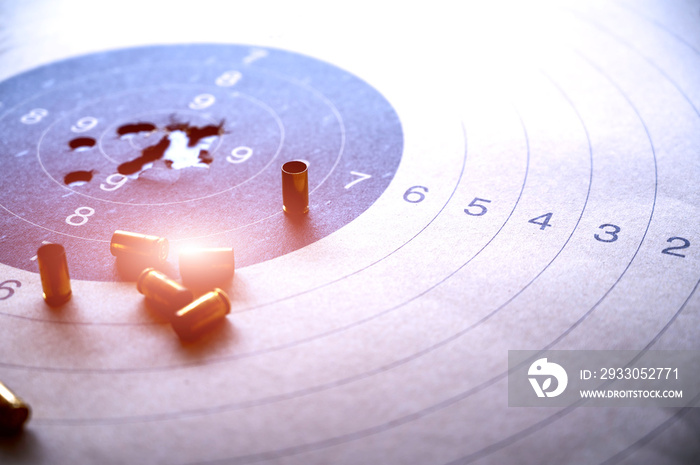 Bullet casing with paper target