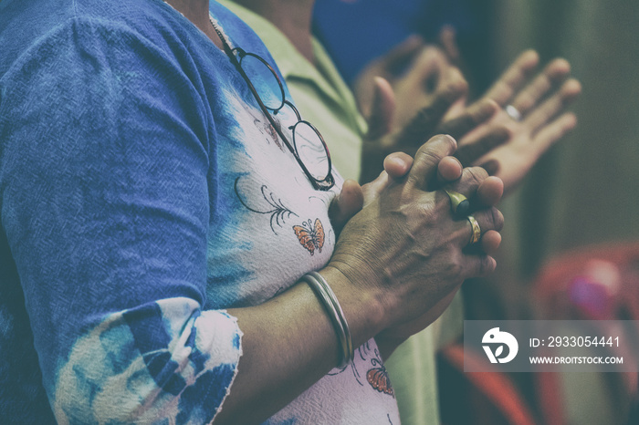 Group of Different Women Praying Together in the Prayer Meeting