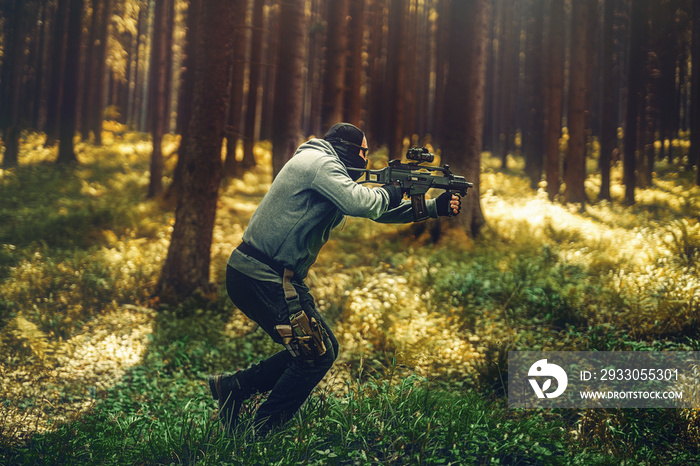 Airsoft soldier in the nature.