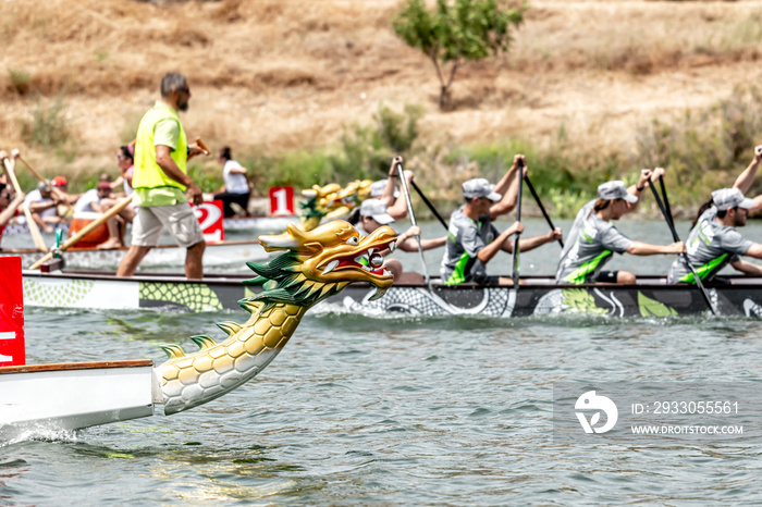 Teams compete in a dragon boat race