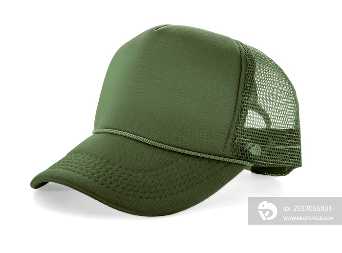 Side View Realistic Cap Mock Up In green khaki texture is a high resolution hat mockup to help you present your designs or brand logo beautifully. Green army. Olive