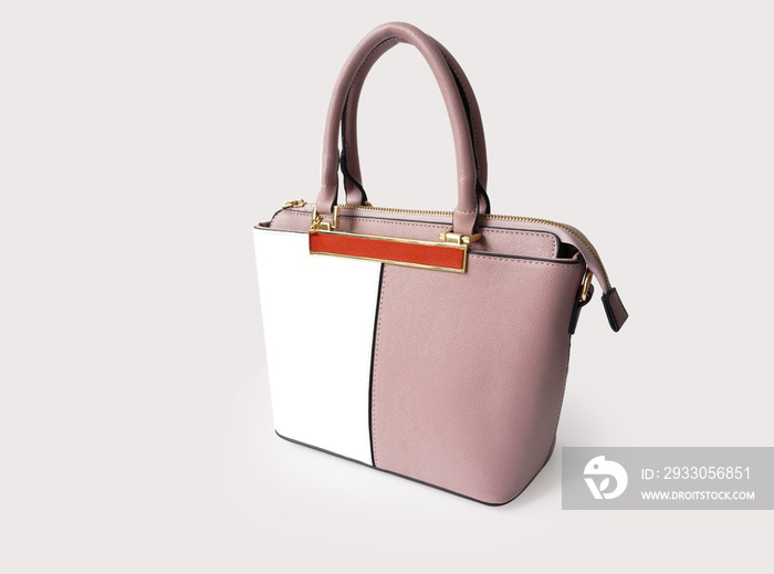 Pink woman bag on grey background, fashion and accessories concept