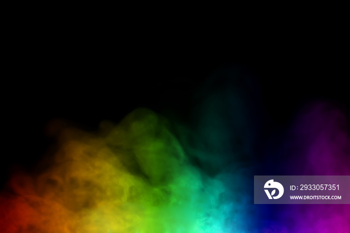 rainbow smoke steam isolated black background