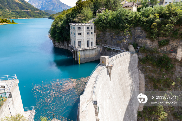 Corps, Isere, France - Sautet dam and lake