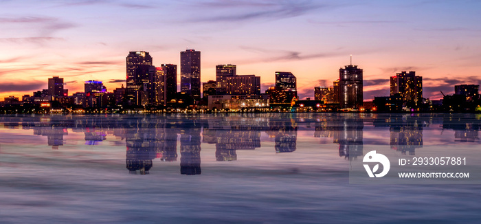 Downtown New Orleans under sunset