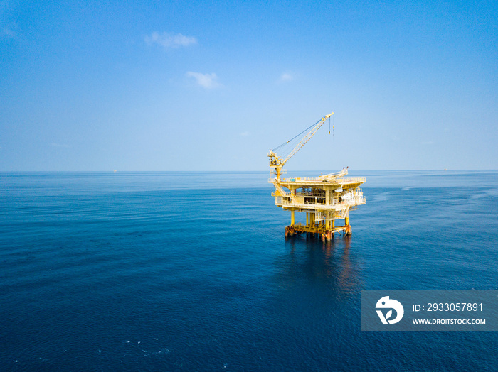 Aerial View of Offshore Production Platform in the Middle of Ocean for Oil and Gas Production