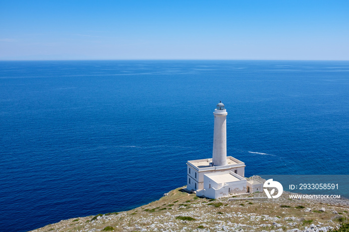 Easternmost Italian lighthouse in a summer day near Otranto