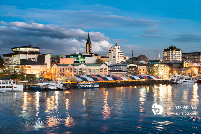 The city of Valdivia at the shore of Calle-Calle river, Region de Los Rios, Chile