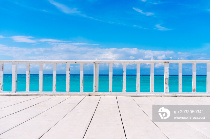 White Wooden Terrace with Beautiful Sea View