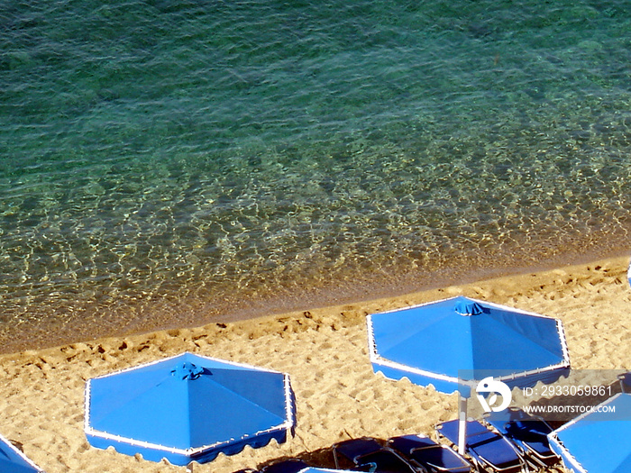 Greece, island of Kos, view of the coast and the beach and crystal clear sea