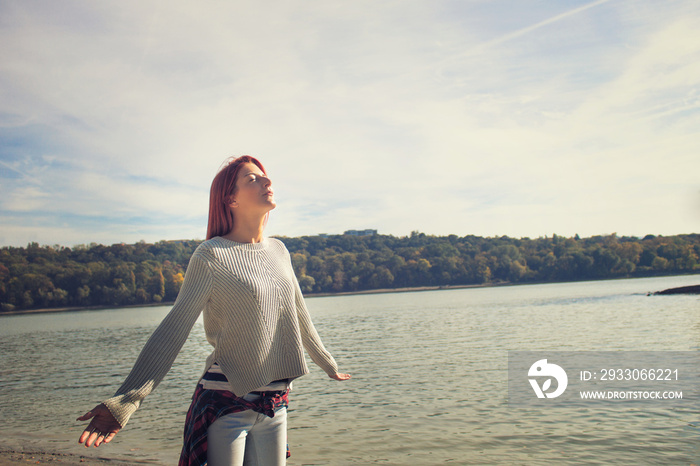 Enjoying in sunshine by the river.