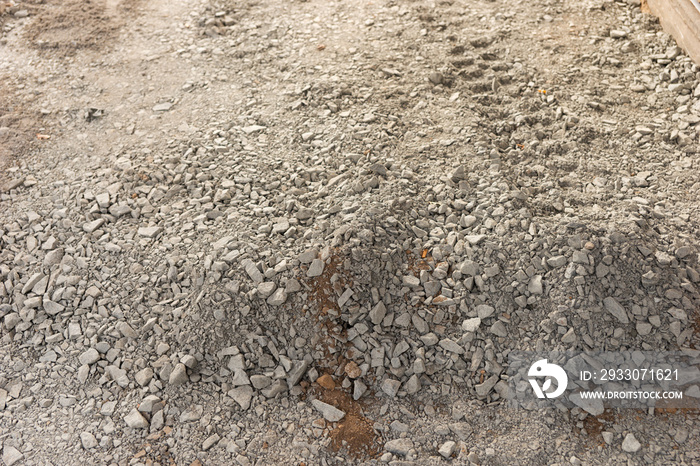 Gray gravel stones for the underground in road construction