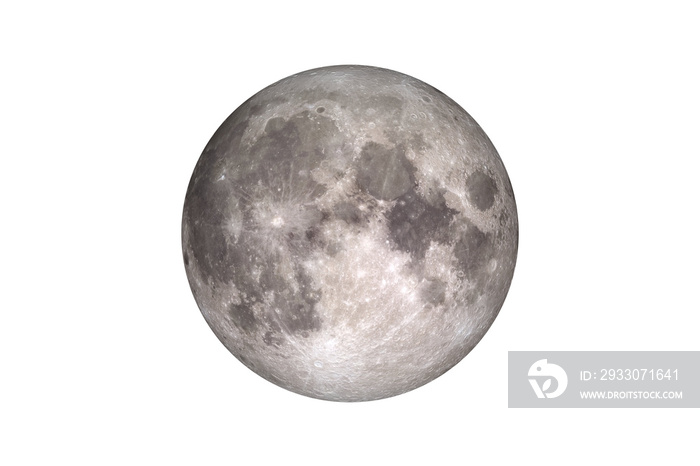 Moon isolated on white. Elements of this image furnished by NASA