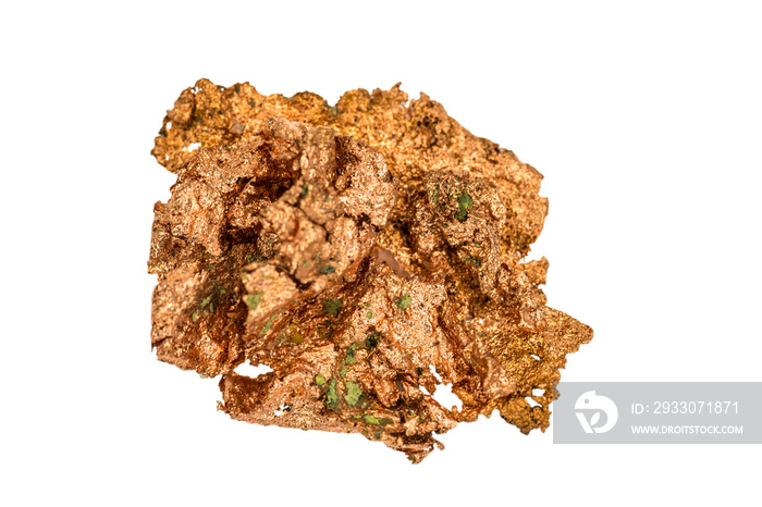 copper nugget cut out on a white background