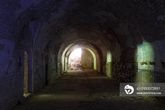 Mystical ruins. Old destroyed fort Tarakanivskyy inside,  Rivne region. Ukraine