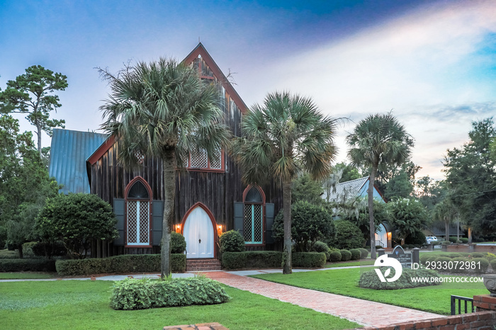 The historic Church of the Cross in Bluffton, South Carolina during the day