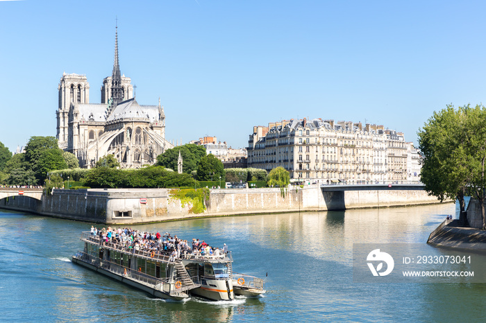 Cathedral Notre Dame Paris with cruise