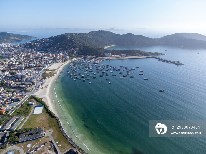 Arraial do Cabo, Rio de Janeiro, Brazil - red sunrise of wonderful paradise beach with white sands and turquoise water