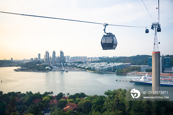 Sentosa cable car over Singapore