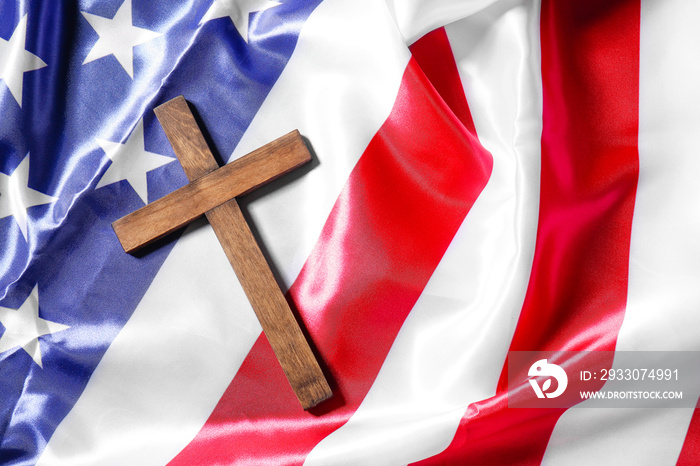 Christian cross on USA flag