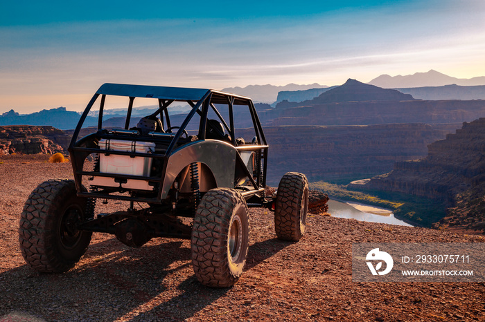 A Custom 4x4 Rock Crawler Off-Roading In The Sandstone Red Rock Terrain Outside Of Moab Utah In The American Southwest