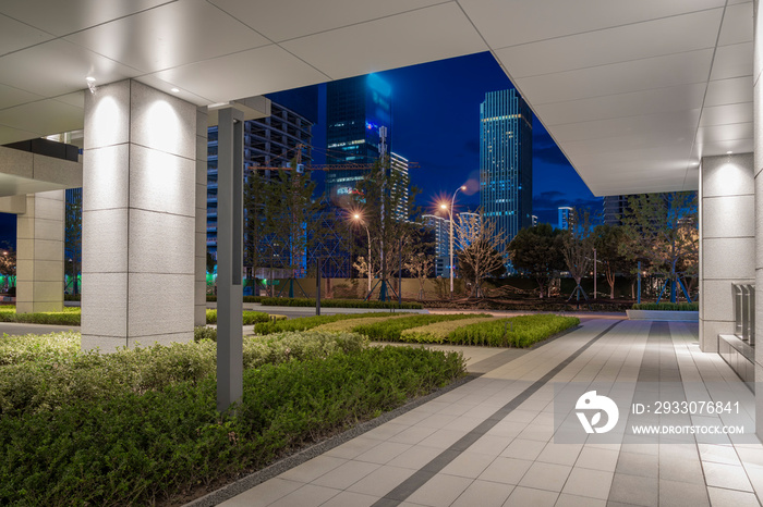 Modern business office building at night