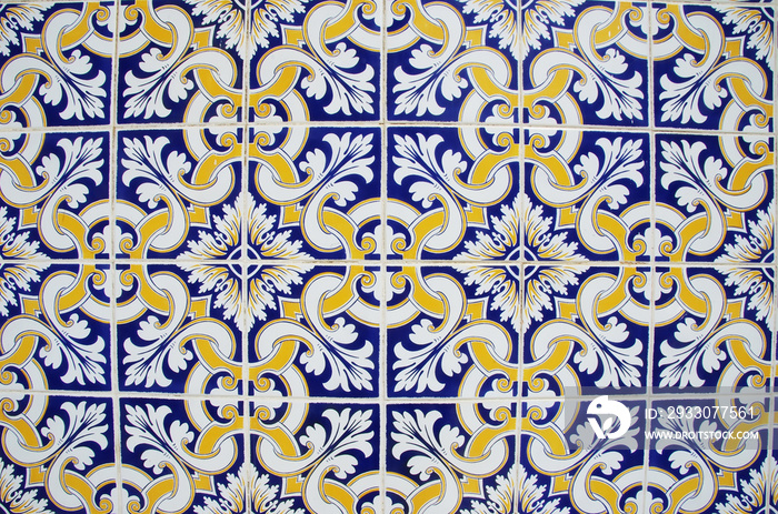 texture of geometgrical tiles of Portugal