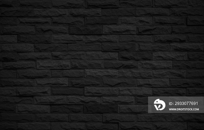 Abstract dark brick wall texture background pattern, Wall brick surface texture. Brickwork painted of black color interior