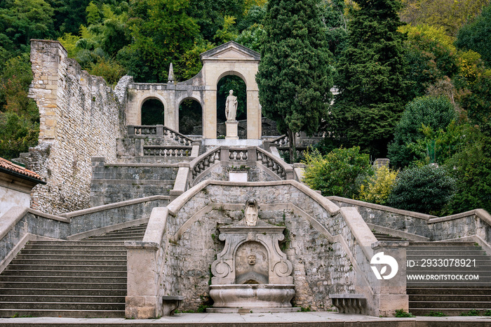 View of the famous Scalinata di Santa Augusta monument in Vittorio Veneto in Italy