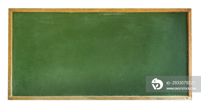 Empty green chalkboard texture hang on the white wall. double frame from greenboard and white background. image for background, wallpaper and copy space. bill board wood frame for add text.