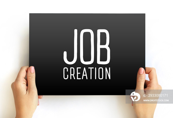 Job Creation text on card, business concept background