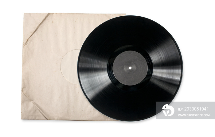 Old vinyl record in a paper case