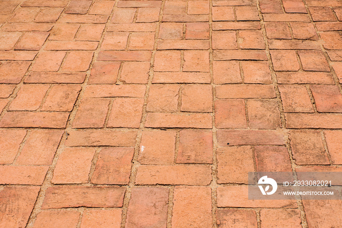 Old red brown brick floor pattern texture.