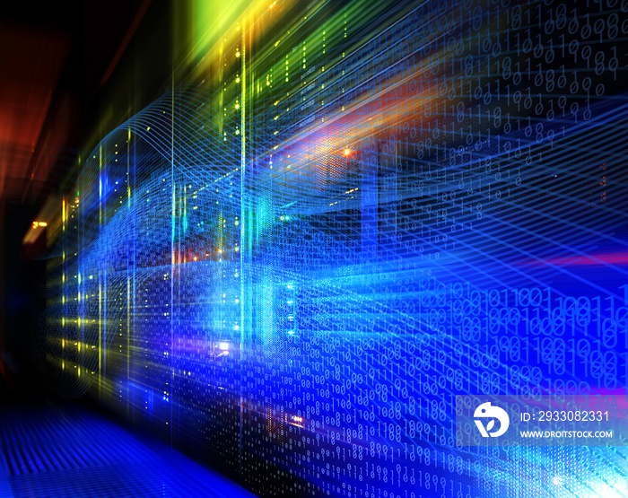 abstract image Light traces. visualization of hacker attacks on information data server