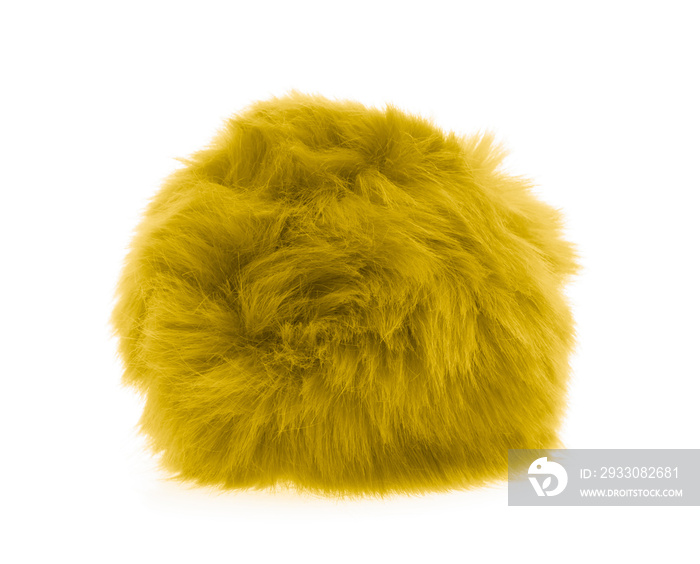 Yellow Fur ball isolated on white background