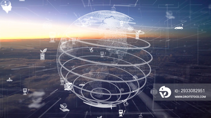 Future environmental conservation and sustainable ESG modernization development by using technology of renewable resources to reduce pollution and carbon emission .