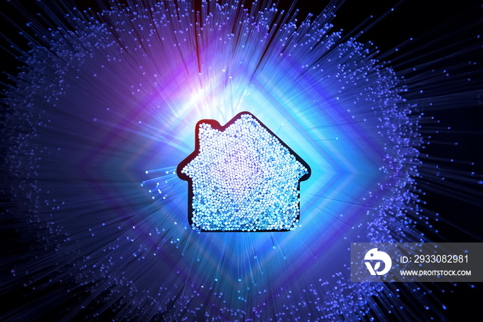 Smart House concept on fiber optic background