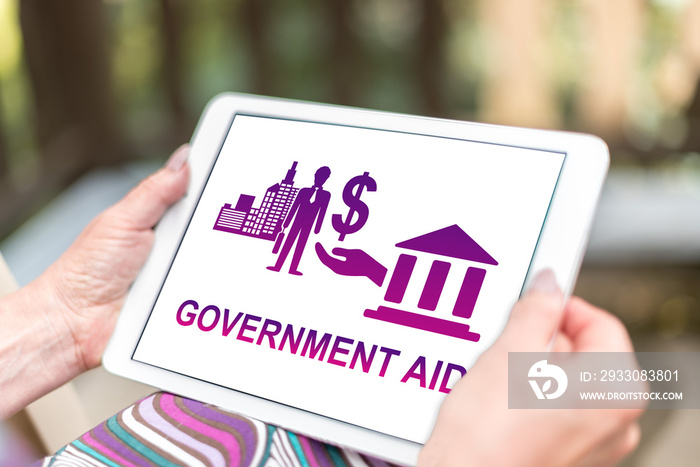 Government aid concept on a tablet