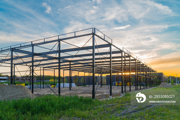 industrial warehouse under construction