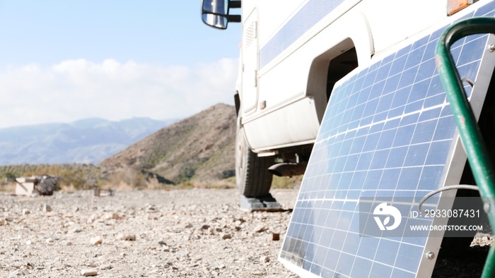 Solar photovoltaic panel at caravan