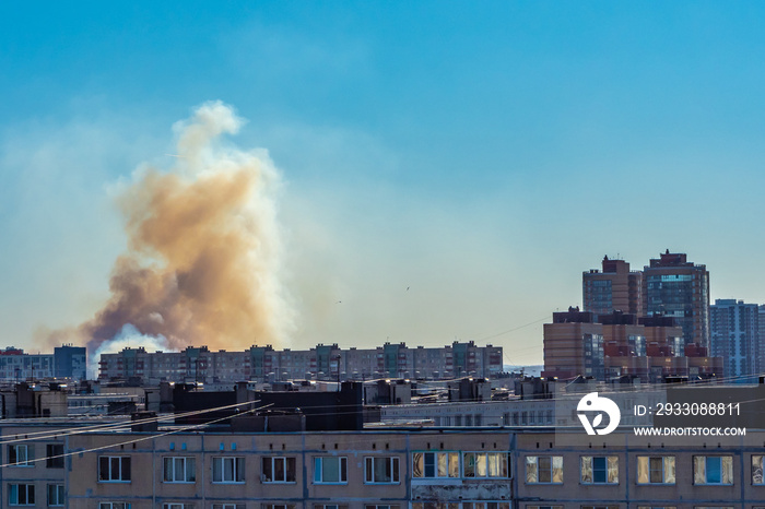 Smoke over the city. Fire.