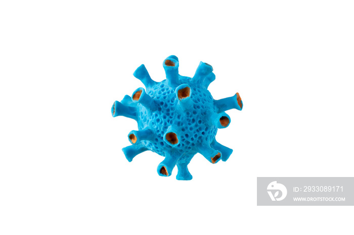 Virus cell blue and orange model isolated transparent png