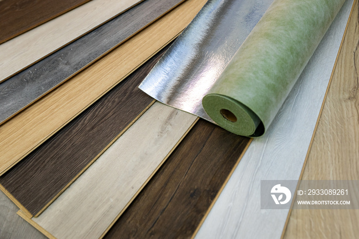 home improvement - laminate flooring samples and underlay