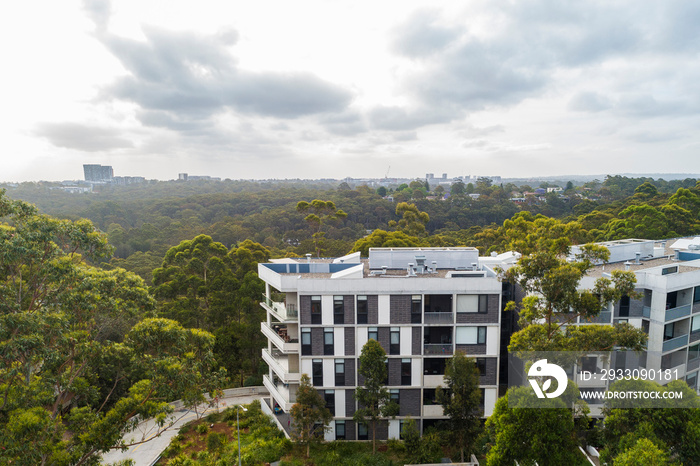 Residential Buildings and train station in Sydney Australia