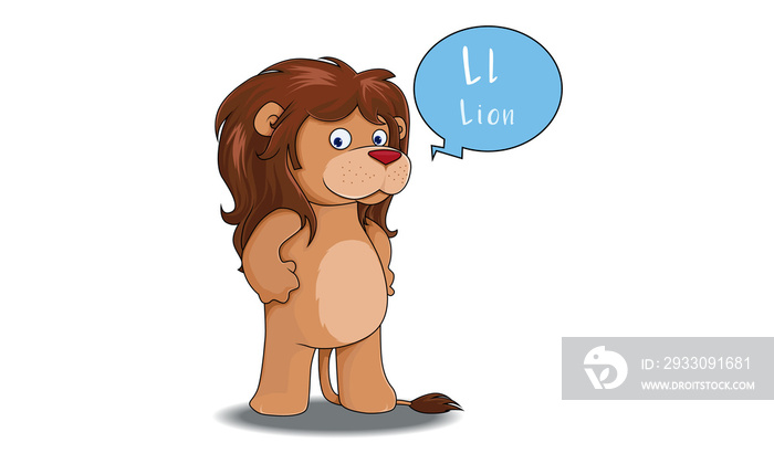 lion cartoon with L alphabet